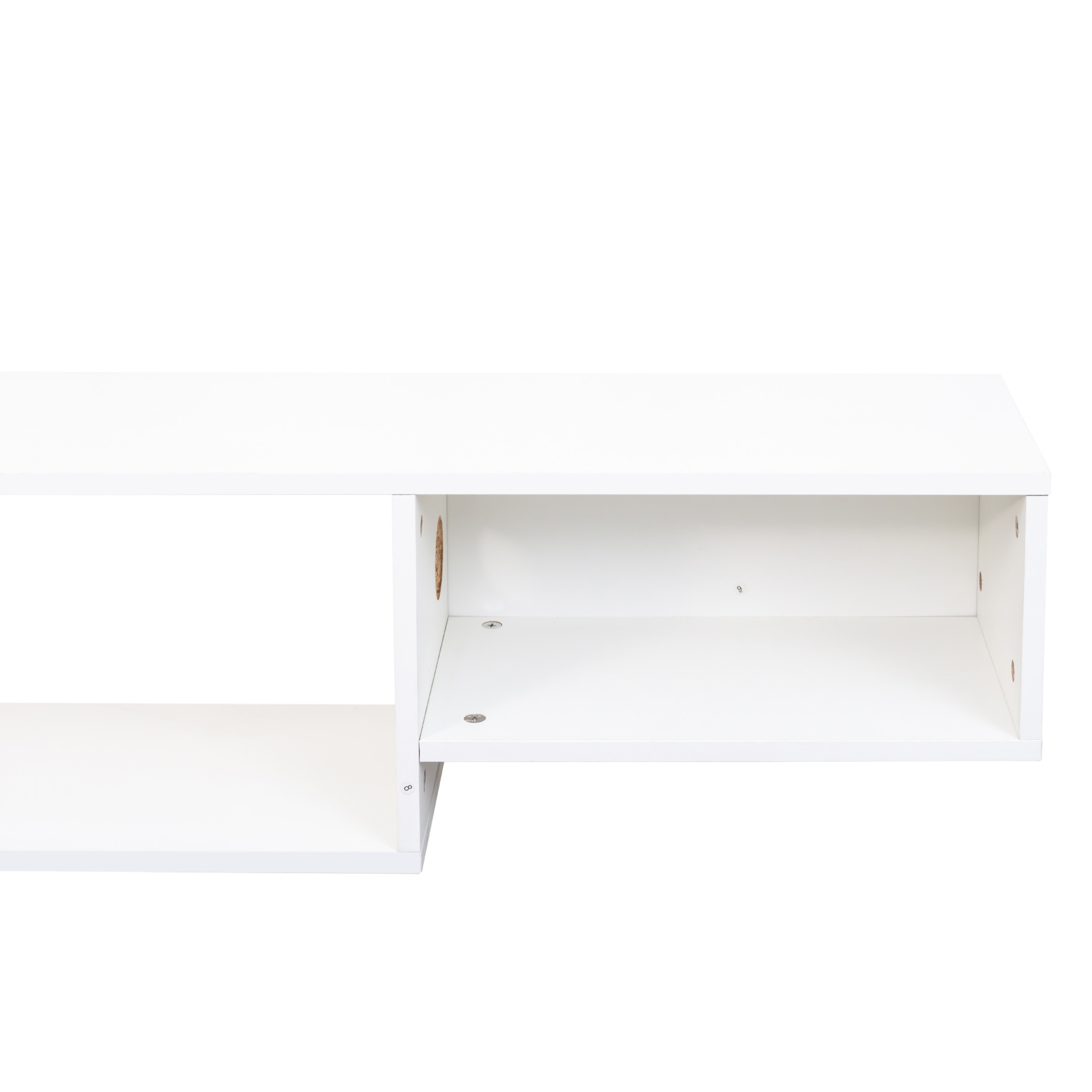 Noble House Brynn 65.35" Floating TV Stand, 20-Color LED with Remote, Charging Station, Wall-Mounted Shelf, White