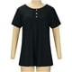 thumbnail image 3 of ICHUANYI Clearance Women's Summer Solid Color Round Neck Button Pleated Short Sleeve Tops(Black, S) ICHUANYI WER2023080704062, 3 of 8