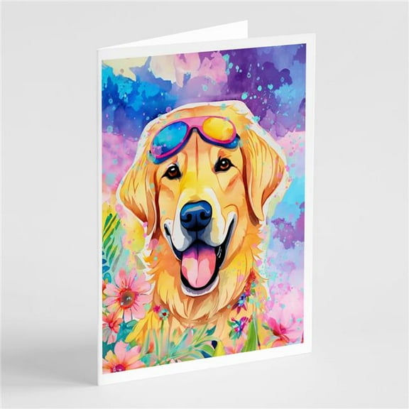 Yellow Labrador Hippie Dawg Greeting Cards Pack of 8 7 in x 5 in
