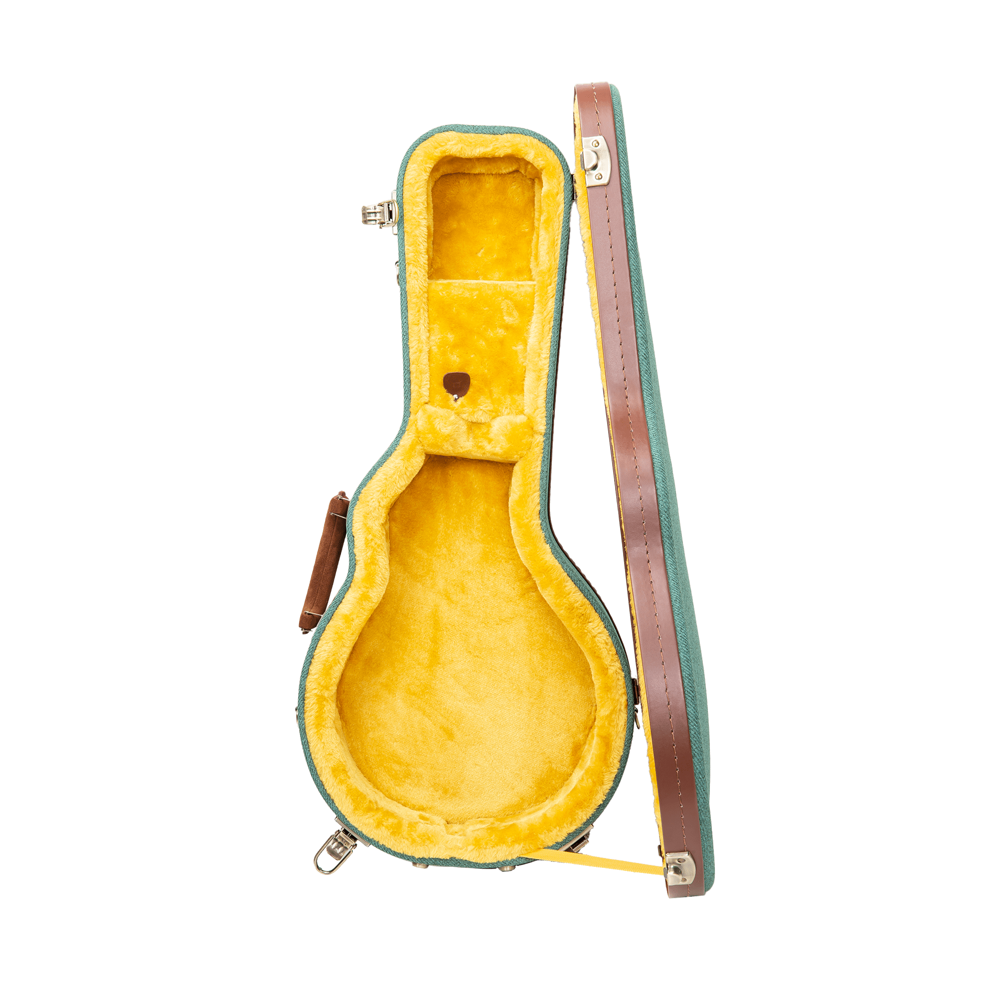 Crossrock Master Series- Wooden F-style Mandolin Case- Security Lock, Genuine Leather Handle, Reinforced Hardware, Metal Feet, Storage Space- Malachite Blue