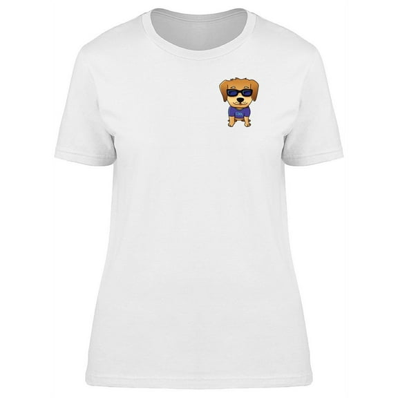 Cute Dog With Shirt And Glasses T-Shirt Women -Image by Shutterstock, Female Small