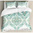 thumbnail image 3 of Ambesonne Turquoise Duvet Cover Set, Vintage Floral Boho, 2-Calking, Green Tan, 3 of 7