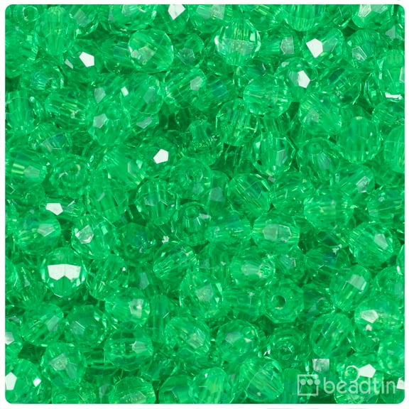 BeadTin Mint Transparent 8mm Faceted Round Craft Beads (450pcs)