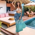 thumbnail image 3 of Yuyamidu Beach Sarong Wraps for Women Blue Fish Scale Chiffon Swimsuit Coverups Bathing Suit Hawaii Beachwear Dress, 3 of 7