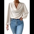 thumbnail image 3 of Blusas de Mujer con Cuello Vuelto, Larga, para Profesora, Oficina, Negocios, Elegantes, Informales Albaricoque XL, 3 of 9