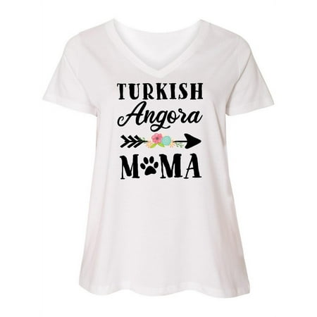 

Inktastic Turkish Angora Mama with Flowers and Arrow Women s Plus Size V-Neck