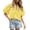 Yellow, variant on Women's Summer Tops Dressy Casual Short Lantern Sleeve V Neck Buttons Hollow Out Lace Embroidered Blouses Shirts