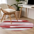 thumbnail image 4 of 3ft Round Rug, Red Pink Gray Stripes Non-Skid Rubber Backing Large Area Rugs - Living Room Bedroom Home Office, Modern Abstract Minimalist Retro Indoor Floor Mat Carpets Washable Rug, 4 of 9