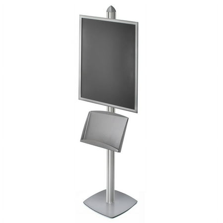 UPC: 0752830734043 | Azar Displays 300291-SLV Sky Tower Display Kit with 22 W x 28 H Snap Frame and Steel Brochure Shelf