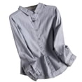 thumbnail image 1 of hotojiny Long Sleeve Shirt for Women Spring Clothes Cotton Linen Breathable Collar Solid Color Tee for Work Business, 1 of 3