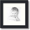 thumbnail image 1 of 6x6 inch  black picture frame with 2 inch single porcelain mat, singlemat-frbw26079-6x6-754, 1 of 2