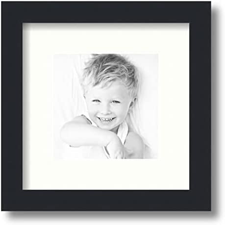 6x6 inch black picture frame with 2 inch single porcelain mat, singlemat-frbw26079-6x6-754