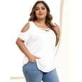 thumbnail image 5 of Womens Summer Shirts V Neck Criss Cross Cold Shoulder Tops Blouse, 5 of 5
