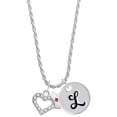 thumbnail image 1 of Delight Jewelry Silvertone Small Crystal Heart with Nurse Hat Silvertone Script Initial Disc - L - Charm Necklace, 20"+3", 1 of 4