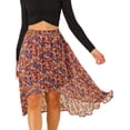 thumbnail image 1 of INSPIRE CHIC Falda Floral Midi De Gasa Lúrex Con Cintura Elástica Y Dobladillo Alto Y Bajo Para Mujer Rojo M, 1 of 6