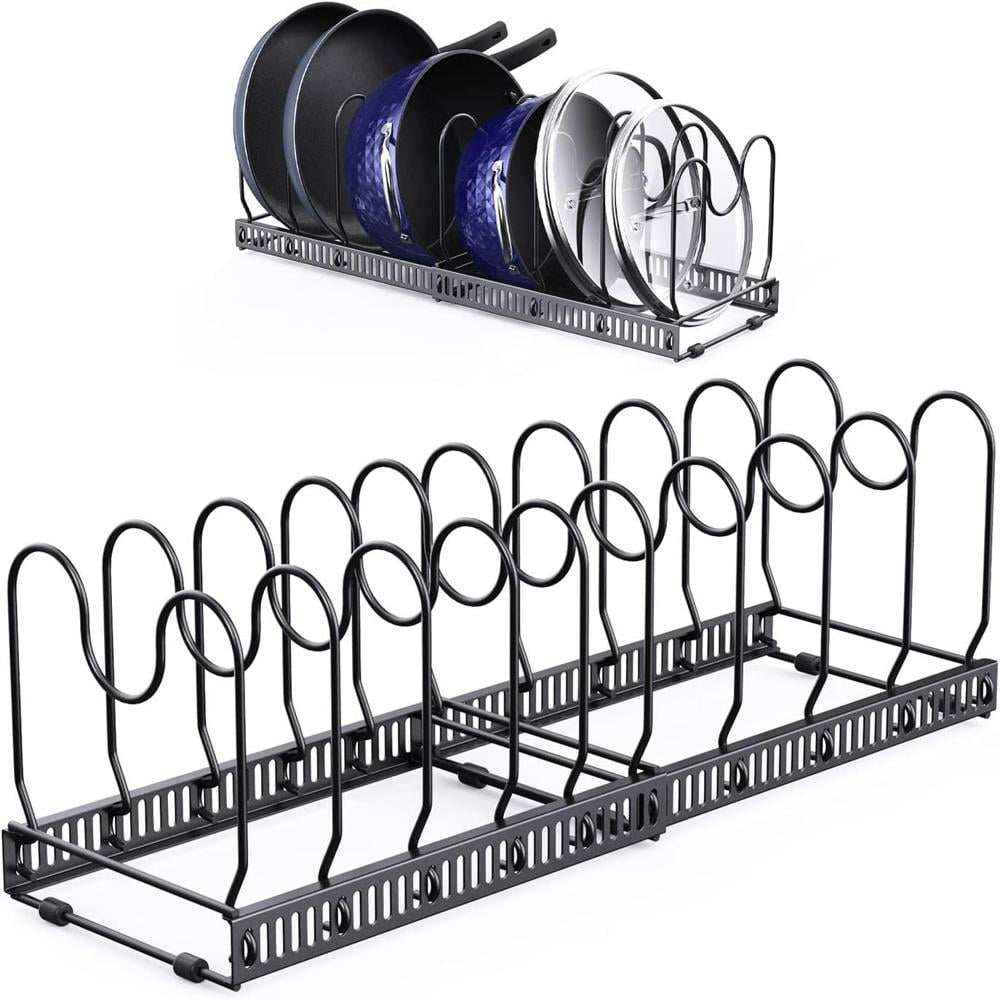 Expandable Pans Organiser Rack,Pot and Pan Lid Holder with 10