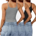 thumbnail image 4 of JIUKE 3PC Womens Tank Tops Scoop Neck Summer Going out Tops Ribbed Knit Basic Sleeveless Slim Fitted Crop Shirts, 4 of 6