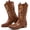 Brown, variant on Women's Western Cowboy Boots Sunflower Embroidered Mid-Calf Pointed Toe Chunky Heel Cowgirl Boot