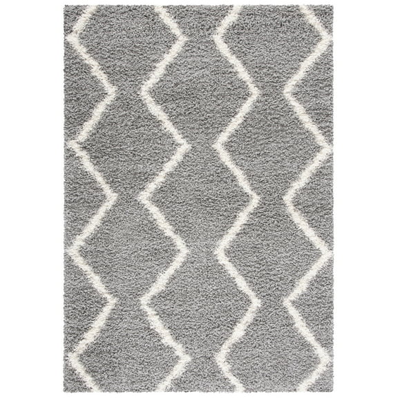 SAFAVIEH Venus Carleen Chevron Shag Area Rug, 9' x 12', Grey/Ivory