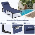 thumbnail image 6 of POTEBAN Heavy Duty Outdoor Lounge Chair, 350lbs Capacity Folding Recliner for Tanning & Pool, 1-Pack, Navy Blue, 6 of 6