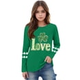 thumbnail image 3 of Blusas y camisas de manga larga con cuello redondo, moda del Día de San Patricio, blusa informal con estampado bonito de manga larga para niños y niñas., 3 of 5