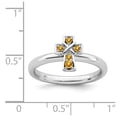 thumbnail image 5 of 925 Sterling Silver Stackable Expressions Rhodium Citrine Cross Ring Size: 8; for Adults and Teens; for Women and Men, 5 of 5