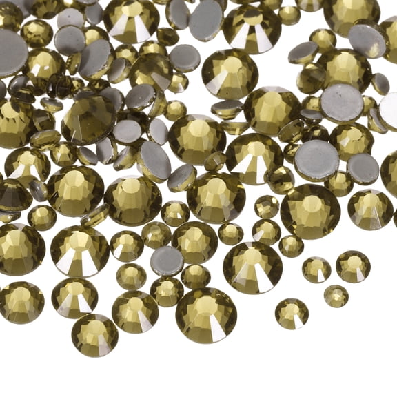 400 Pcs Hotfix Rhinestones Flatback Crystal Glass Gems with Clear Bag Nail Art Kit for Crafts Clothes DIY Decoration 5 Sizes (SS6-SS20 Set, Gold Tone)