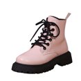 thumbnail image 1 of NECHOLOGY Botas Mujer Adulto Femenino Zapatos Botines de mujer Botas de tobillo de tacón grueso con cordones de cuero de color sólido de estilo británico de moda para mujer (Pink, 7), 1 of 7