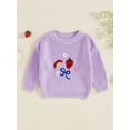 thumbnail image 2 of FEORJGP Little Girls Cozy Knit Sweater 6M 12M 18M 2T 3T 4T Toddler Baby Long Sleeve Knitwear Pullovers Rainbow Floral Bow Strawberry Embroidery Jumpers Casual Daily Clothes for Autumn Winter, 2 of 7