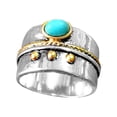 thumbnail image 2 of FENGGHAO Mother’s Day Gift Silver Turquoise Diamond Ring for Women, Natural Gemstone Fashion Jewelry, High Quality Metal, Sizes 6-11, 2 of 2