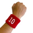thumbnail image 5 of COUVER Embroidered White Number 27 Red Terry Cotton Athletic Wristbands 1 Pair (Mens), 5 of 11
