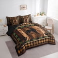 thumbnail image 3 of Homewish Farmhouse Deer Animal Bedding Comforter Set 7 Pieces for Men, Black Brown Buffalo Plaid Full Bedding Set, Western Lodge Cabin Reversible Fitted Sheet Flat Sheet, Microfiber Bedroom Decor, 3 of 7