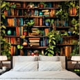thumbnail image 4 of Botanical Bookshelf Tapestry Lush Green Plant Book Shelf Tapestries Wall Hanging Art Vintage Retro Potted Plants Academics Library Book Tapestry for Bedroom Living Room Dorm 60 x 40 inch, 4 of 6