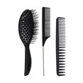thumbnail image 1 of 3-Piece Multi-Functional Hair Brush & Comb Set - Ergonomic Design for Scalp Massage, Blood Flow Stimulation - Smooth Rounded Edges, Safe for All Hair Types (Dry & Wet) - Ideal for Home & Salon Hair, 1 of 6