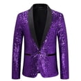 thumbnail image 5 of JAJAHO Sparkly Sequins Suit Set For Men Business Dress Wear Long Sleeve Glitter Button Up Slim Fit Suit Jacket Pants For Formal Wedding 2 Piece Soft Outfit, 5 of 7