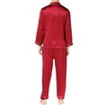 thumbnail image 5 of Aunavey Men's Silk Satin Pajamas Set Long Sleeve PJS Button-Down Sleepwear with Front Pocket, 5 of 6