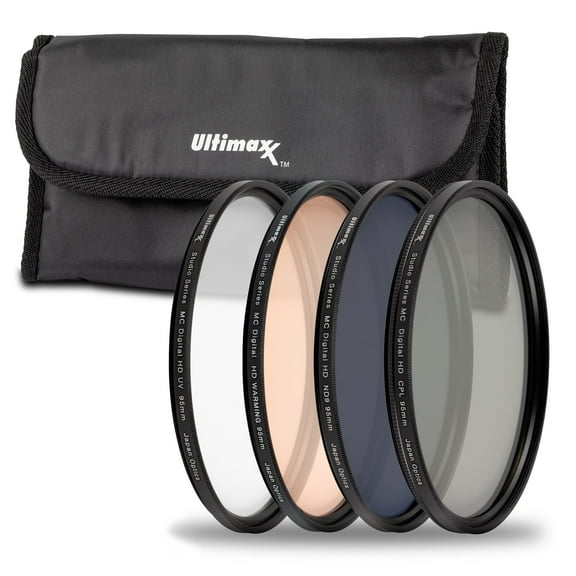 Ultimaxx Professional 95mm Four Piece HD Digital Filter Kit (UV, CPL, ND9, Warming Filters) for Camera Lens with 95MM Filter Thread and Protective Filter Pouch