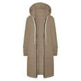 thumbnail image 4 of Women Casual Zip Up Polyester Hoodies Long Flattering Sweatshirt Dress with Pockets for Loungewear & Street Style Khaki XL, 4 of 7