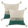 thumbnail image 2 of Laddha Home Designs Loomed Color Block Tassel Fringe Cotton Throw Pillow - 20" - Green and Cream, 2 of 9