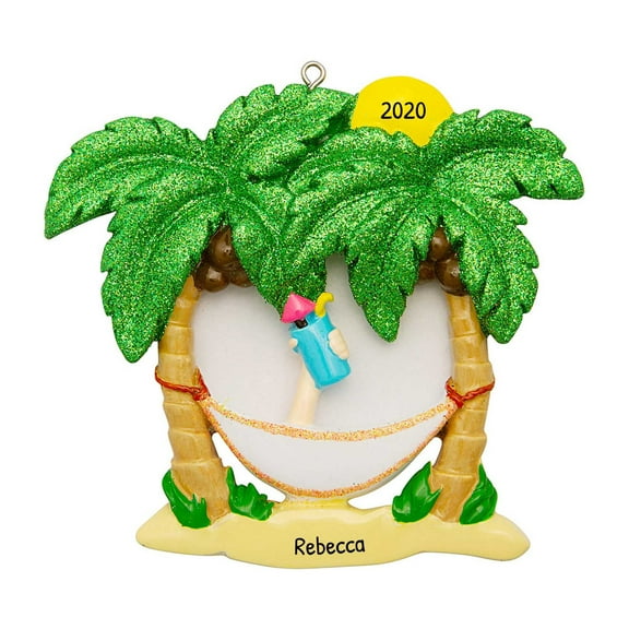Personalized Palm Tree Ornament - Beach Ornament, Hawaii Ornament, Florida Ornament, Christmas Vacation Ornament, Beach Girl Ornament, Ocean Ornaments, Summer Ornament - Hammock - Free Customization