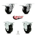 thumbnail image 2 of 3 Inch Phenolic Swivel Top Plate Caster Set 2 Lock Brakes 2 Rigid Service Caster, 2 of 2