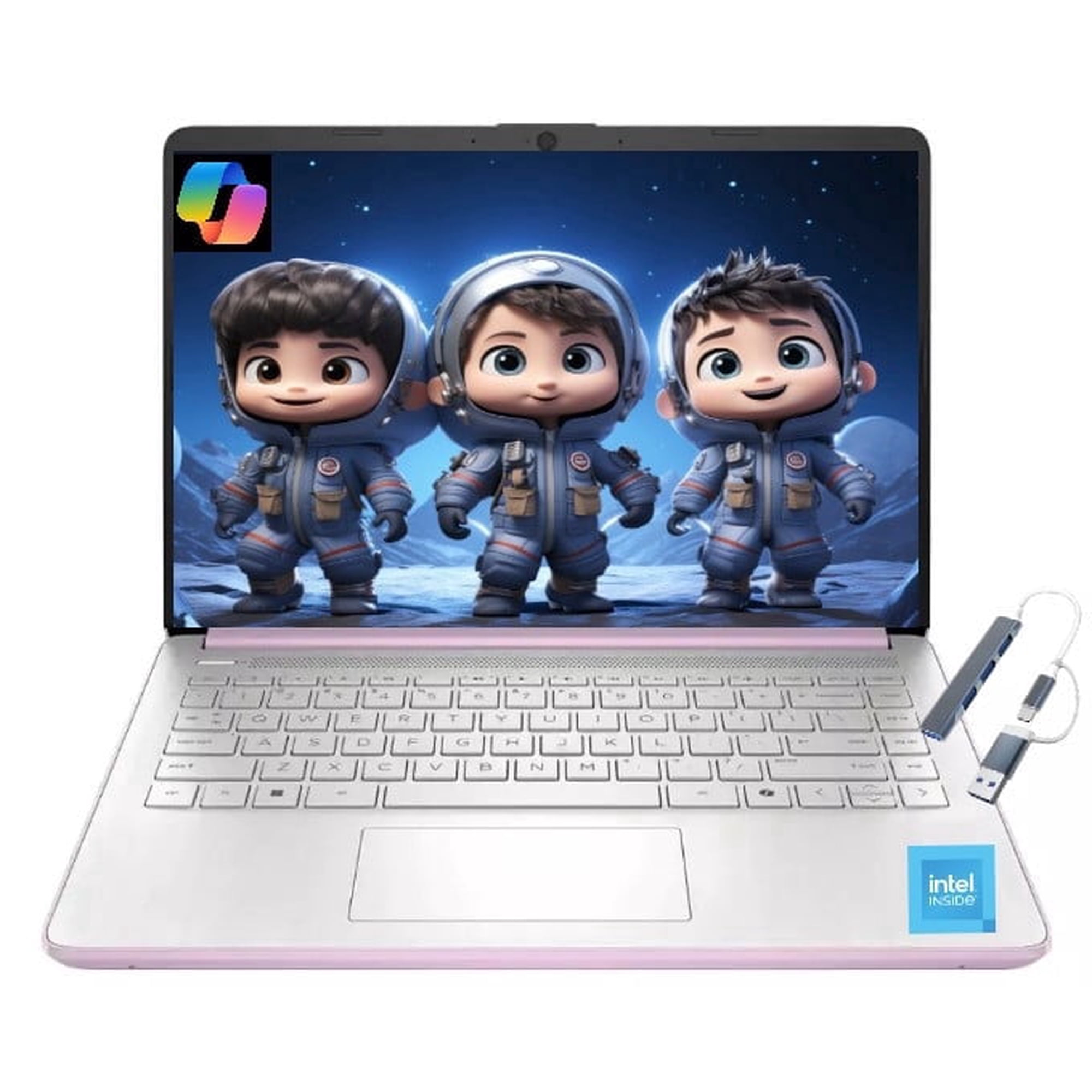 HP 14" Back to School Laptop, Intel Processor N150, 8GB RAM, 128GB UFS Storage, 14-Inch HD Display, Intel Graphics, Wi-Fi 6, Long Battery Life, Windows 11 Home, Honey Lavender /With USBHUB