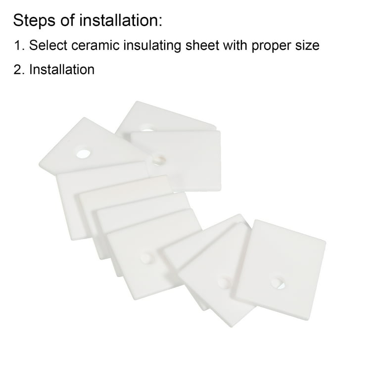 Alumina Ceramic Sheet Cooling Pad Insulating Sheet 10pcs 3.5mm Hole for MOS Transistor 25x20x2mm(1x0.8x0.08 inch), White