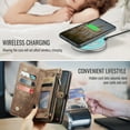 thumbnail image 4 of Dteck 2 in 1 Detachable for Samsung Galaxy A56 5G Wallet Case with Card Holder, Shockproof Retro Premium Flip Leather Cover Magnetic Zipper Pocket Phone Cases, Darkbrown, 4 of 5