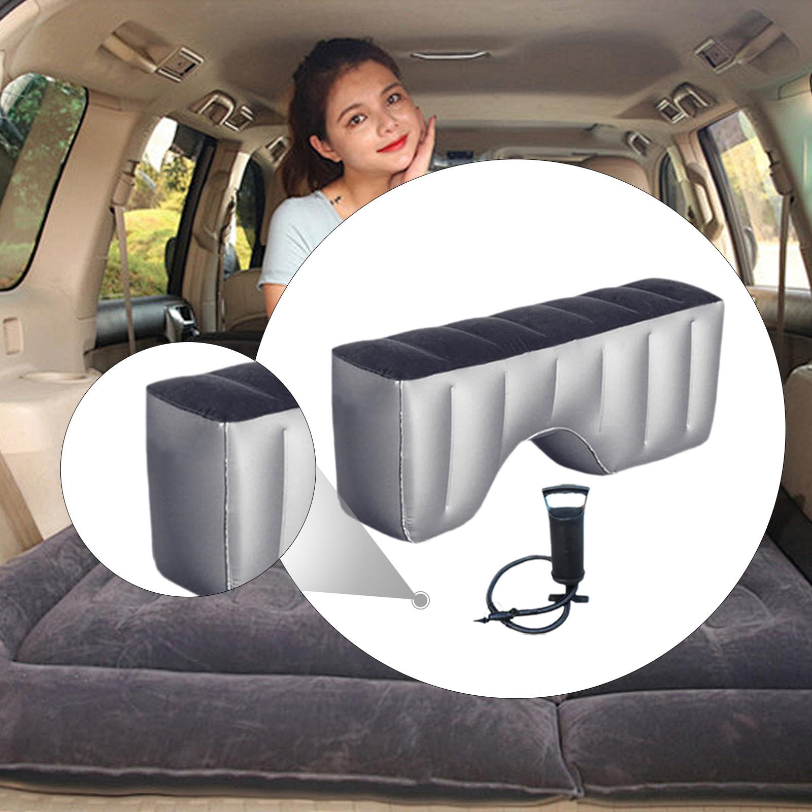 amagogo Car Back Seat Bed Inflatable Mattress Air Sleeping Pad Flocking Cushion Portable Gap Pad with Pump Suitable for Road Travel Family Camping Outdoor Use A