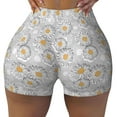 thumbnail image 2 of Gukieu Daisies Flowers Print Women's Sports Shorts, Elastic Waist High Stretch Running Yoga Gym Sweatpants-X-Large, 2 of 8