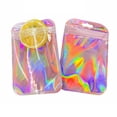 thumbnail image 4 of 50pcs/lot Iridescent Self Sealing OPP Bags Laser Iridescent Pink Ziplock Resealable Bag for Jewelry Retail Packaging Bag Pouches 8.5x13cm, 4 of 6