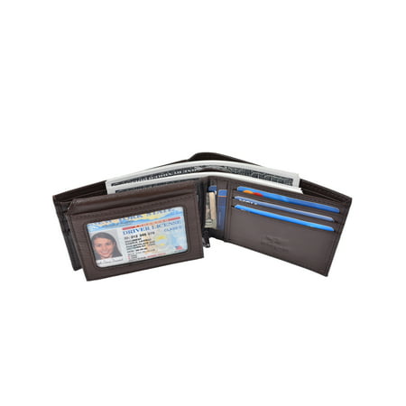 Woogwin - Men&#39;s Bifold Wallet RFID Blocking Vintage Cowhide Leather Trifold Wallet - 0