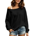 thumbnail image 2 of yillto Women's off Shoulder Tops Long Sleeve Shirts Loose Fashion Casual Pullover Tunic Top, 2 of 7