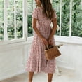 thumbnail image 4 of Livrdious Floral Dresses for Women Summer Casual Flowy A-Line Midi Dress, Lightweight Short Sleeve Square Neck Sundress for Beach Vacation, S-2X, 4 of 6